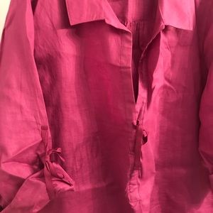 Soft Surroundings linen tunic pink collared 1X